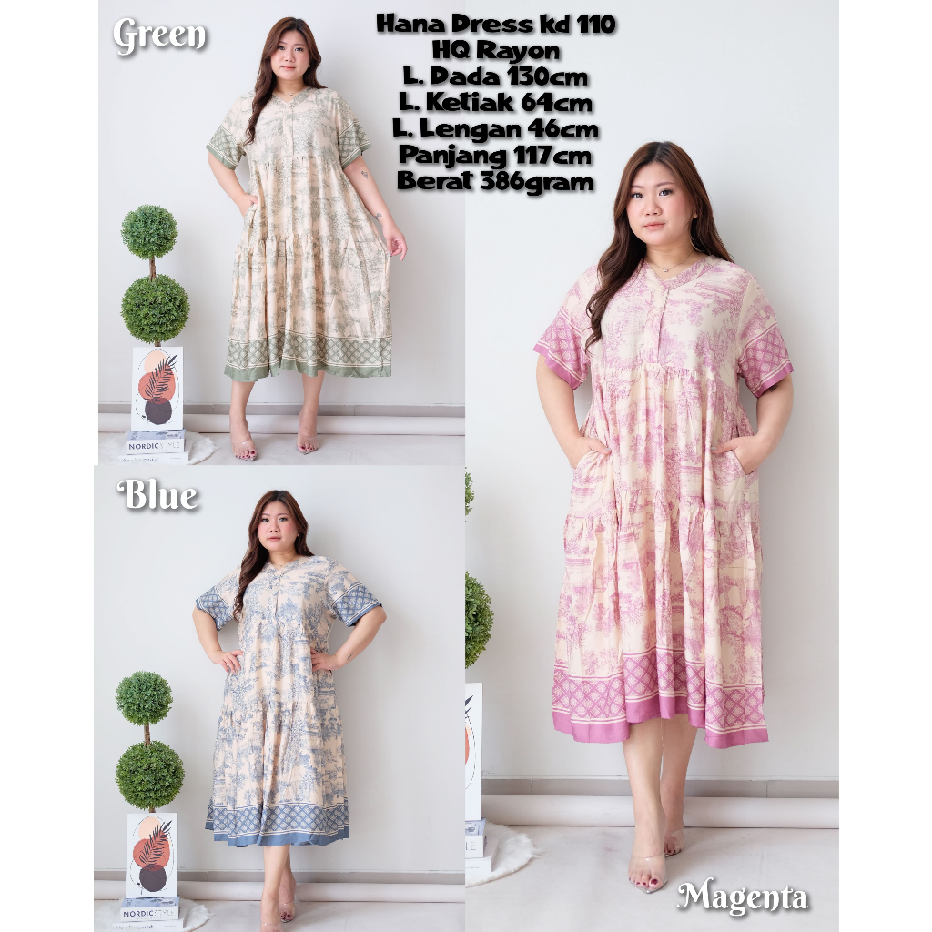 Hana Dress kd 110 | Dress Jumbo Premium Rayon Adem