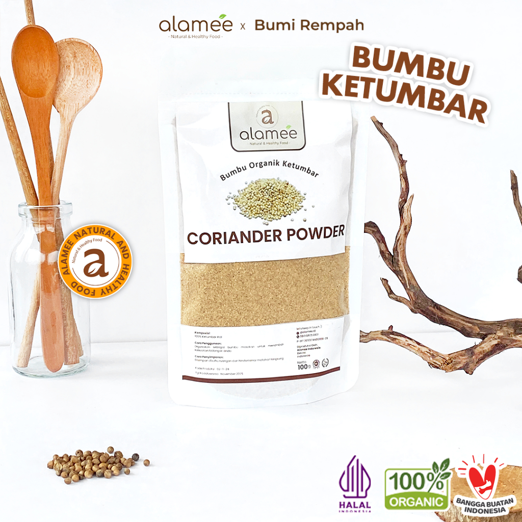 

ALAMEE Ketumbar Bubuk Organik Bumbu Dapur Instan Coriander Powder Murni Asli Tanpa Campuran 100g