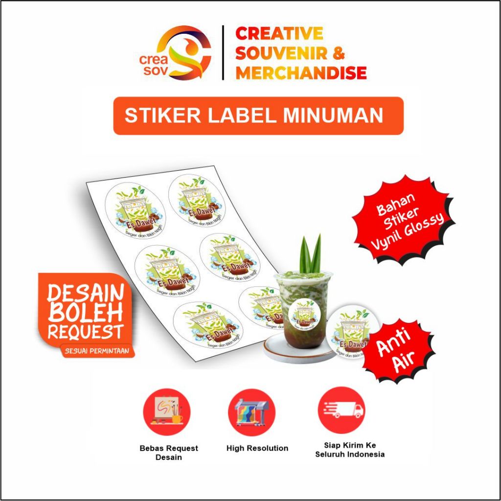 

Creasov - Stiker Es Dawet Stiker Vinyl Cup Kemasan Custom Label Stiker Minuman Costum Murah