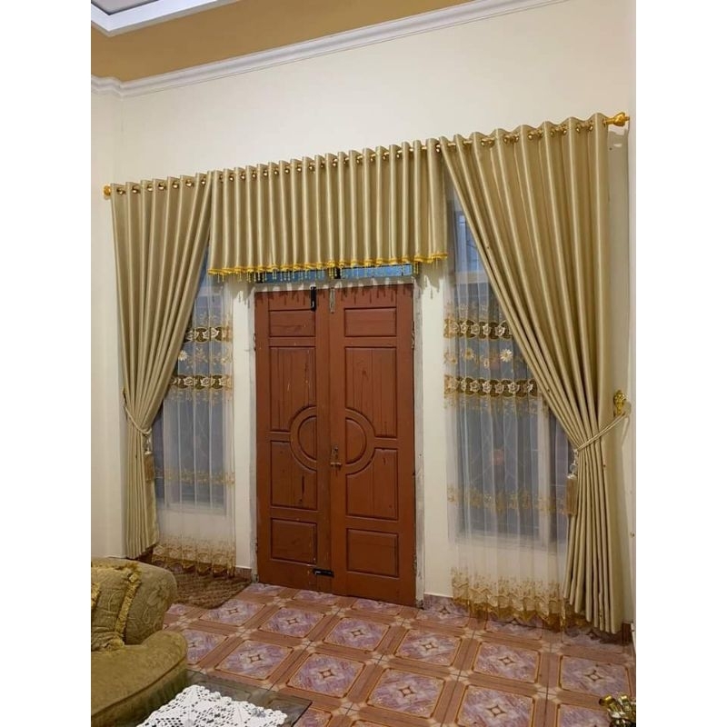 Gorden Set Poni Atas Pintu/ 1 pcs Poni Dan 2 Pcs Gorden, free Tali & Hook