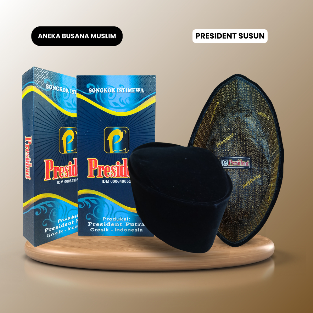 Songkok President Susun Hitam Formal Songkok Kopyah Nasional Peci Hitam Polos