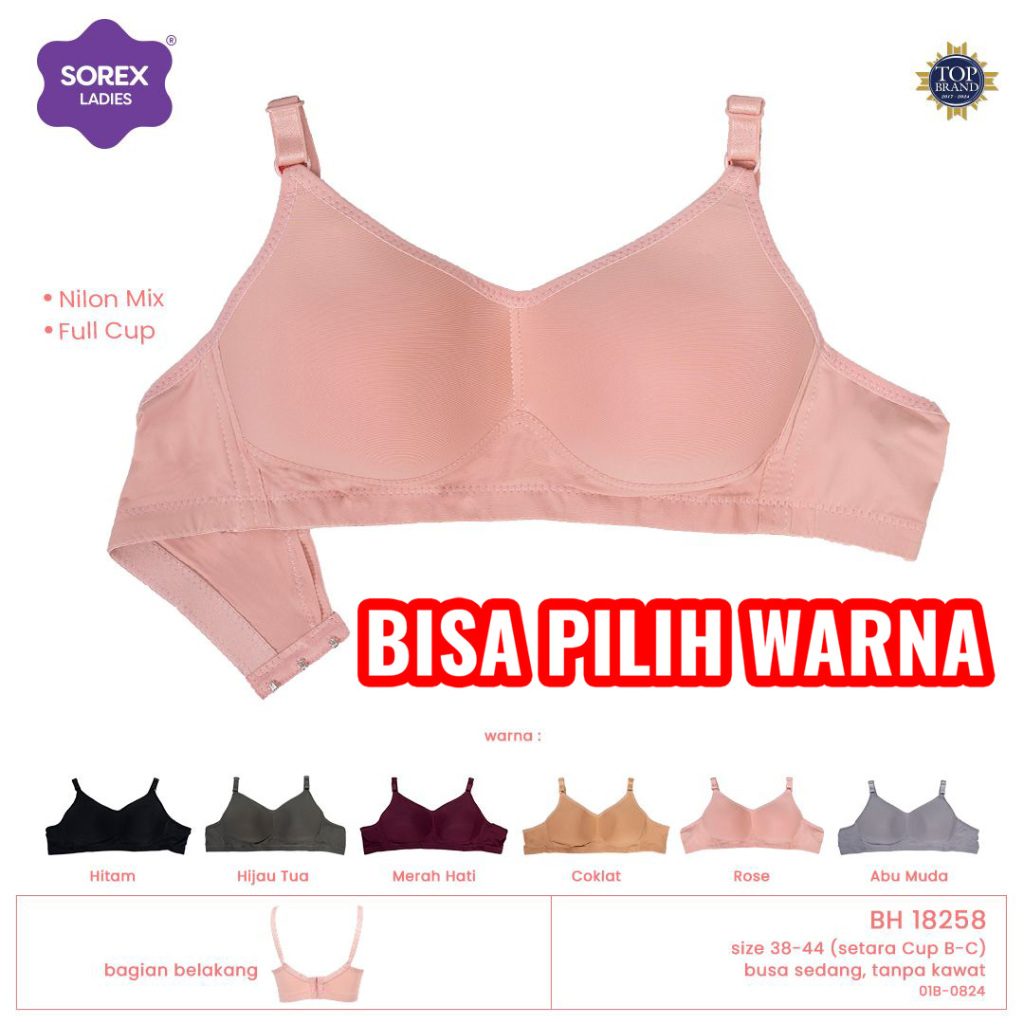 BH SOREX 18258 TANPA KAWAT BUSA KAIT 3 CUP B-C UK 38-44 SOREX BRA