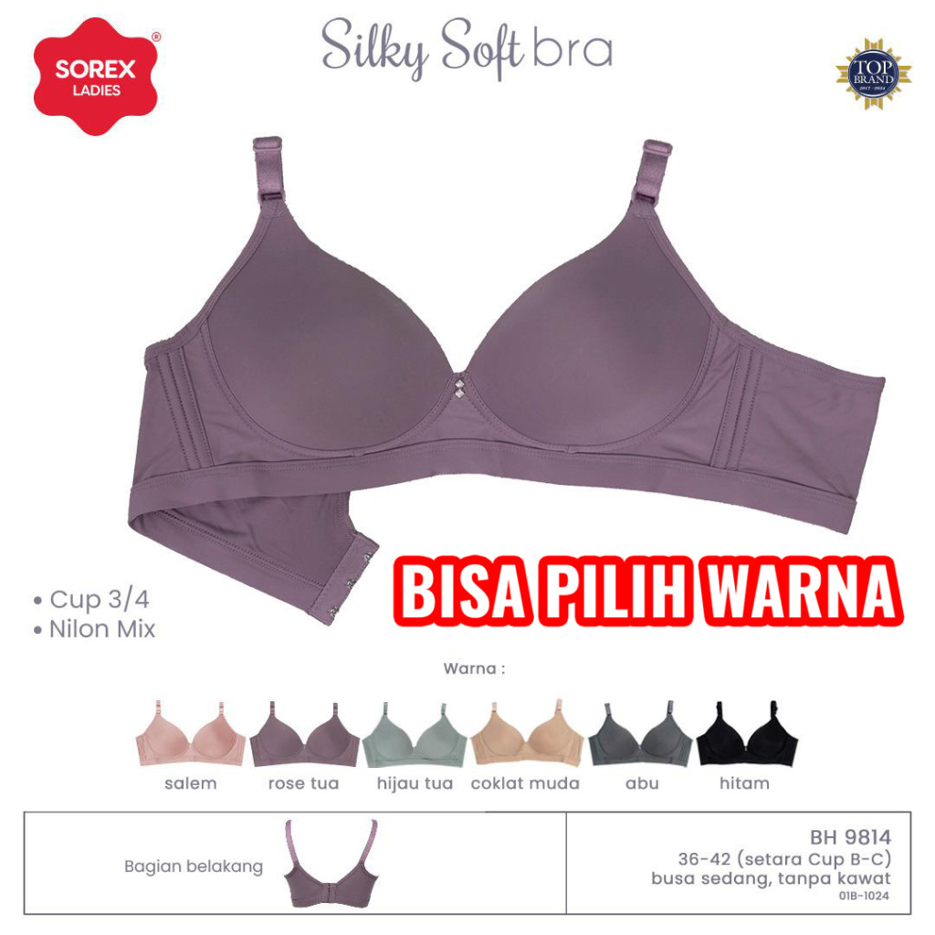 BH SOREX 9814 BH SOREX BUSA SEDANG TANPA KAWAT CUP B-C SOREX BRA SILKY SOFT UK 36-42