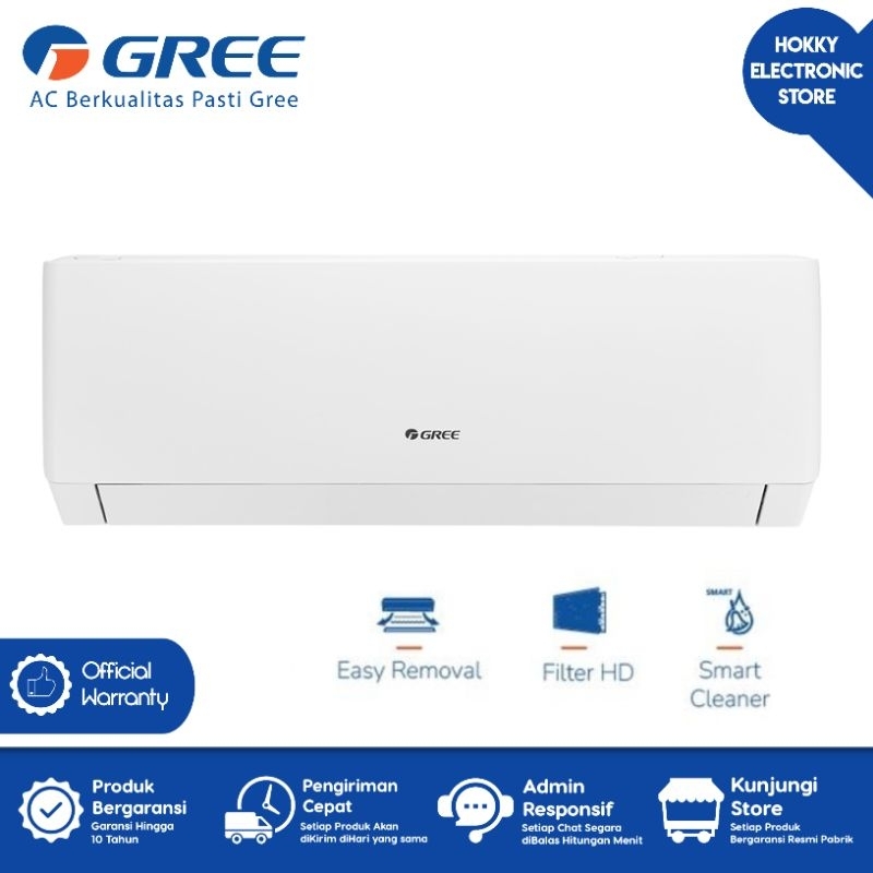 GREE GWC-05MOO5S/A Ac Gree 1/2 Pk Standard Gold Fin 370 Watt 5.000 BTU Garansi Resmi Gree Indonesia 