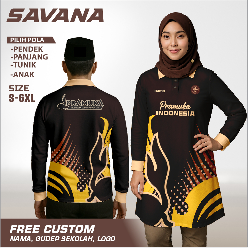 SAVANA - Jersey premium PRAMUKA / baju panitia / kaos Panjang / Berkerah / tunik baju event sar mara