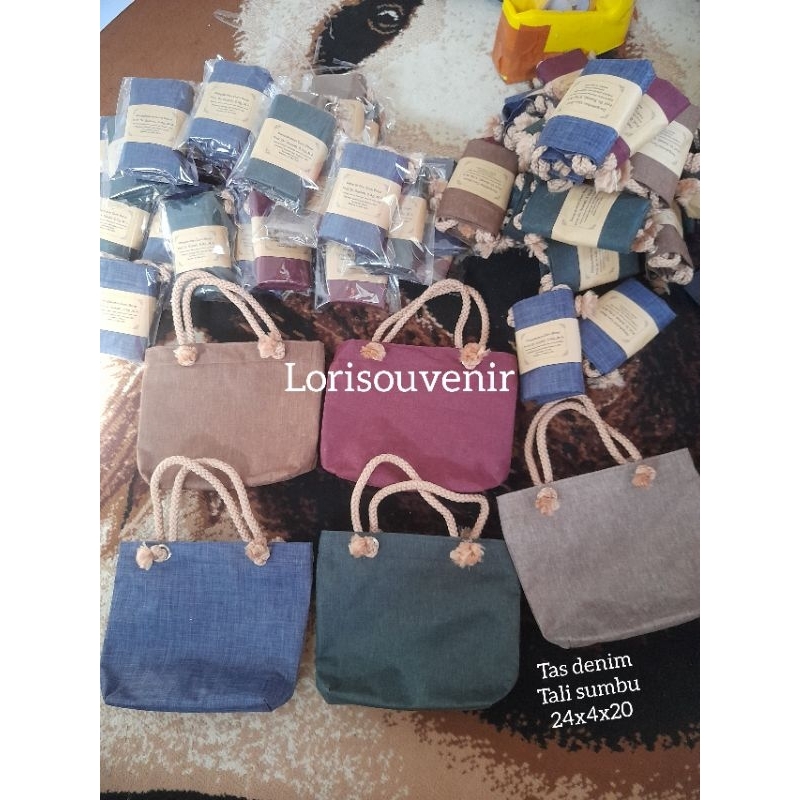 Souvenir Tas Denim Tali Sumbu Polos