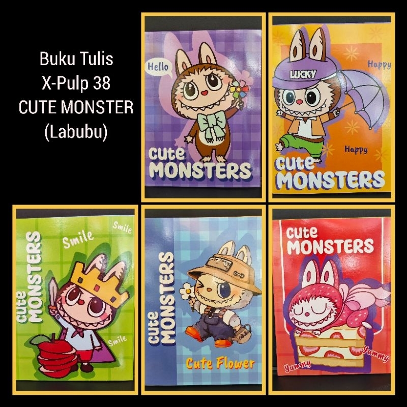 

X-PULP CUTE MONSTER Labubu Buku Tulis isi 38 lembar (per pack isi 10 buku)