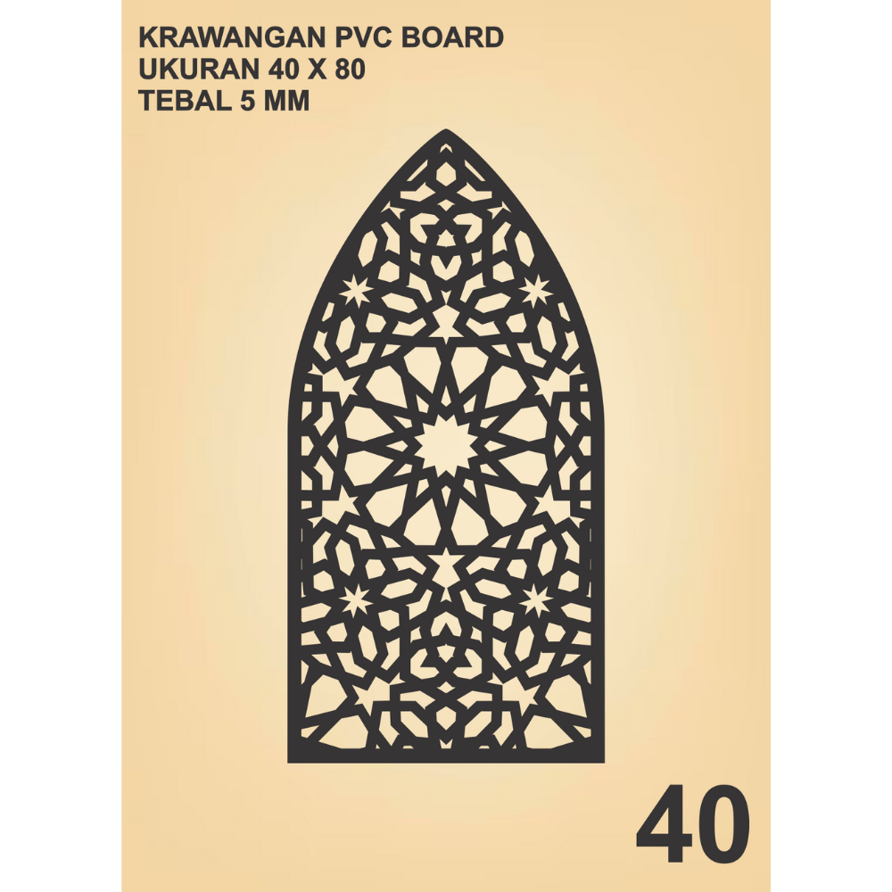 KRAWANGAN PVC BOARD HITAM  / ORNAMEN PVC FOAM BOARD HITAM TEBAL 5MM MODEL 40 UKURAN 40X80