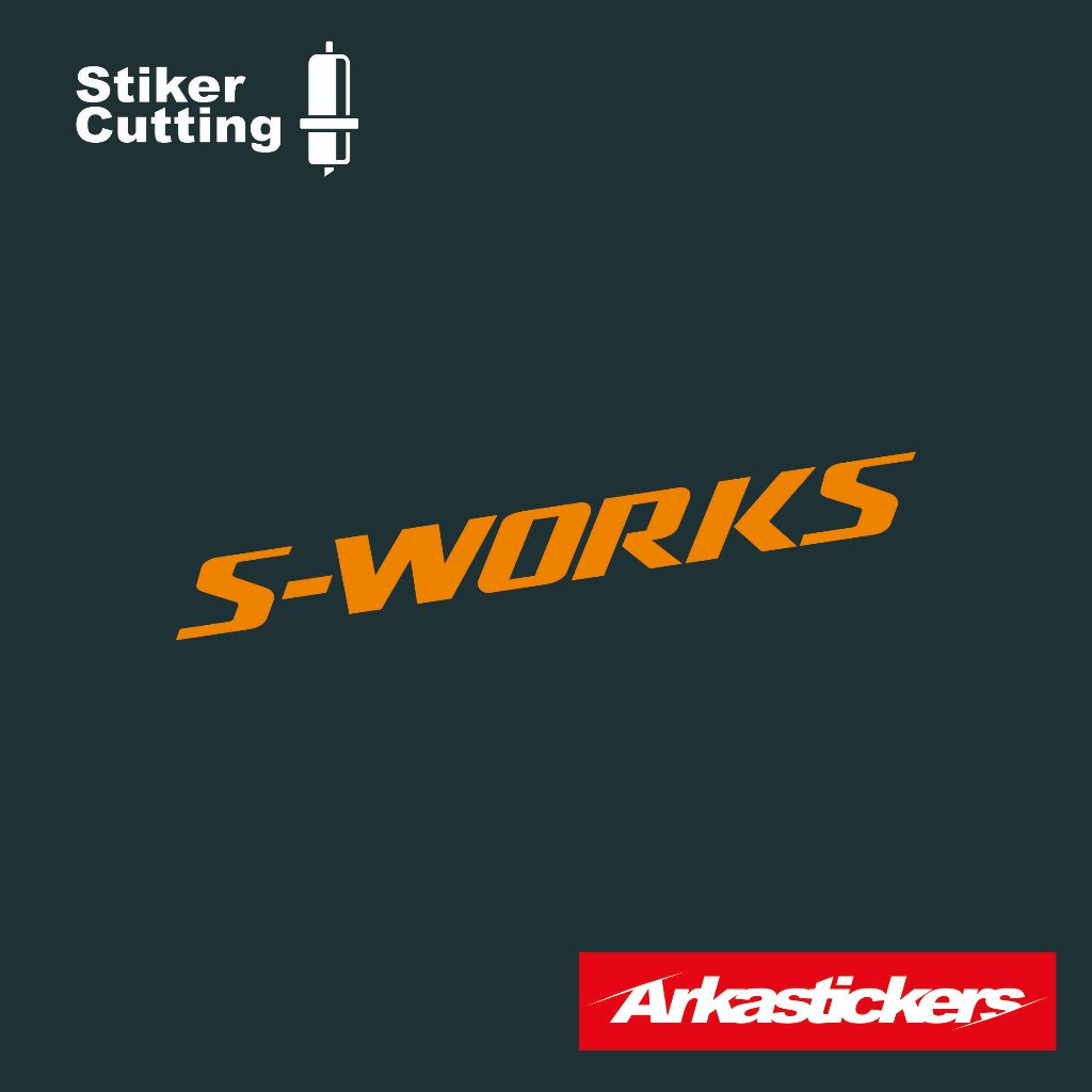 Stiker Cutting S-WORKS untuk Motor Mobil Helm dll bisa menyala apabila terkena cahaya - Stiker S-WOR