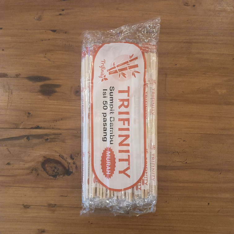 Sumpit Bambu Bersih Halus Kering Trifinity Merah 50pcs