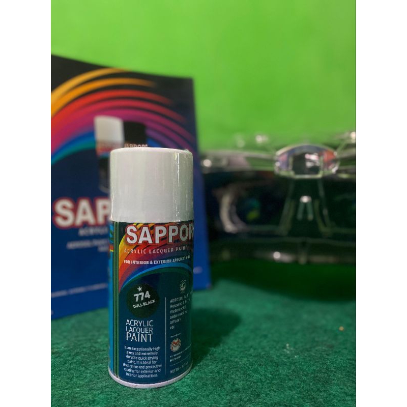 Pilox sapporo acrylic lacquer paint, Cat semprot akrilik (WARNA DULL BLACK 774)