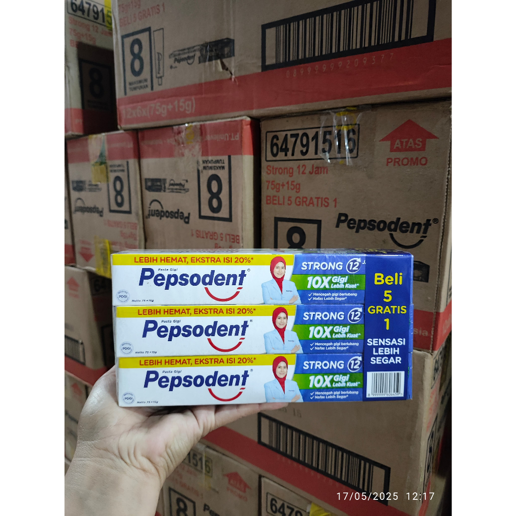 [KARTON] isi 72 Pepsodent Strong 1 DUS ukuran 75+15gr | Nisadkc