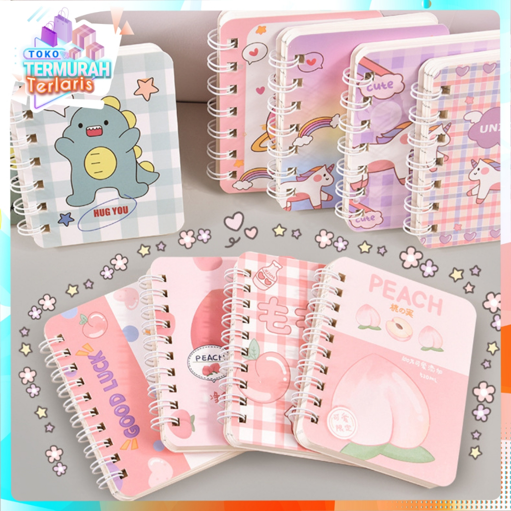 

TTT Notebook Ring Motif Kartun Buku Catatan Memo Spiral Buku Tulis Mini Binder Karakter Murah