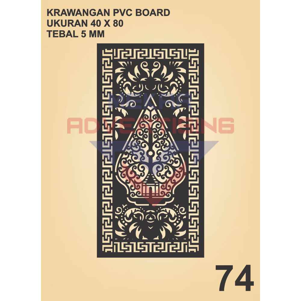 KRAWANGAN PVC BOARD HITAM  / ORNAMEN PVC FOAM BOARD HITAM TEBAL 5MM MODEL 74 UKURAN 40X80