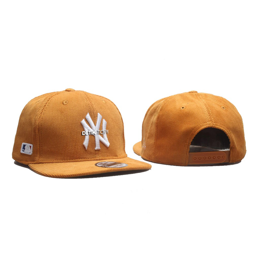 Topi Corduroy NY New York Yankees Kuning Mustard Snapback Bordir