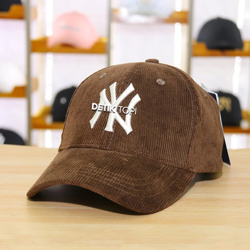 Topi Corduroy NY Brown Coklat Major League Baseball MLB Korea Premium Branded IMPORT