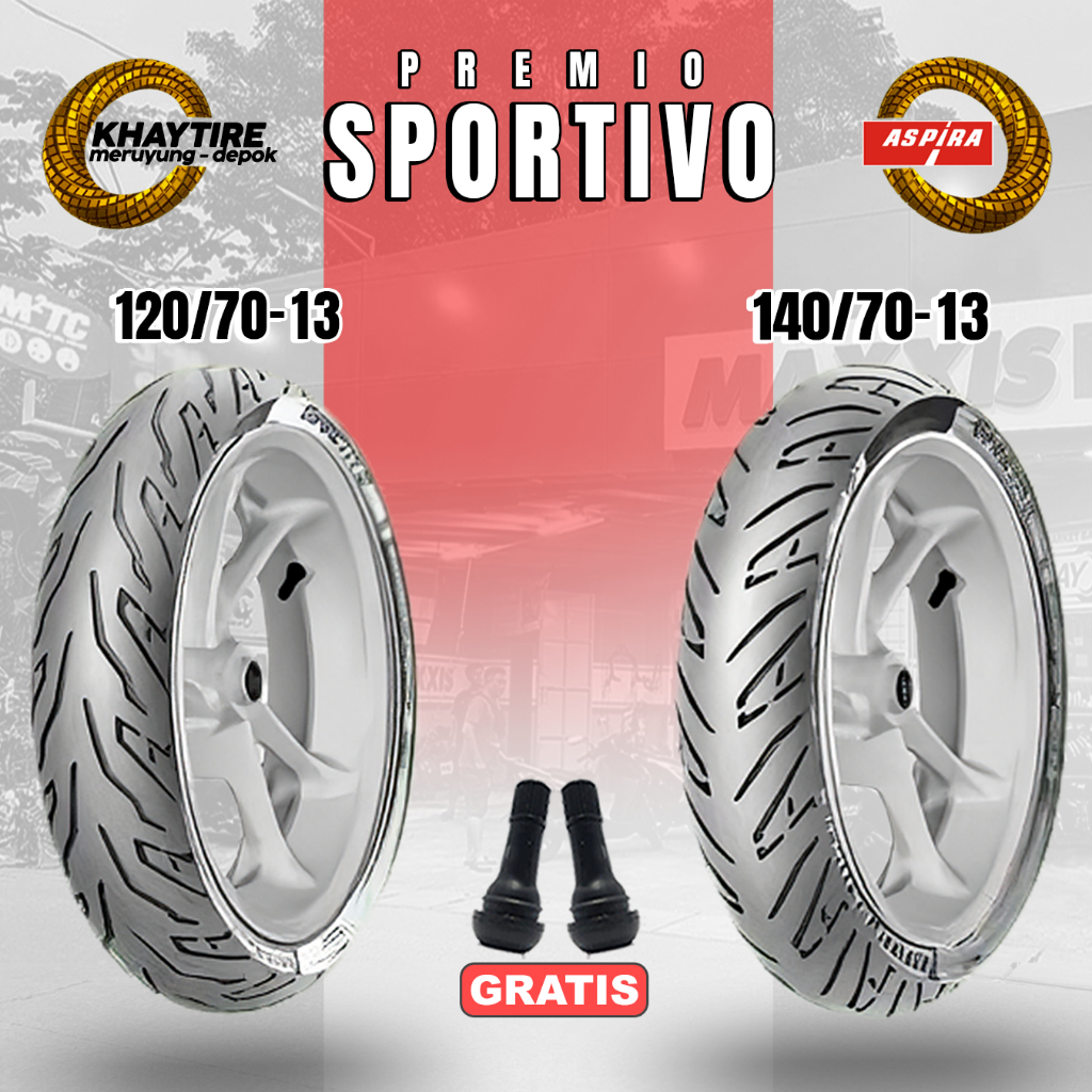 BAN MOTOR MATIC NMAX UPSIZE ASPIRA PREMIO SPORTIVO SATUAN DAN SEPASANG TUBELESS