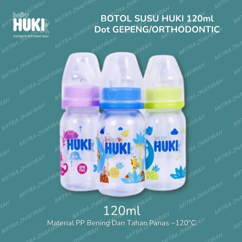 Botol SUSU HUKI Dot Gepeng 120ml HUKI Botol Susu Dot Gepeng 120ml