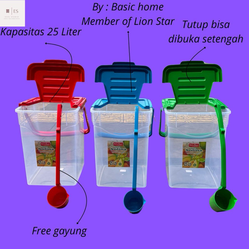 Basic home - Toples Es Buah 25 Liter + Gayung Lion Star / Aquarium Es Buah / Basic Home / Solina / T
