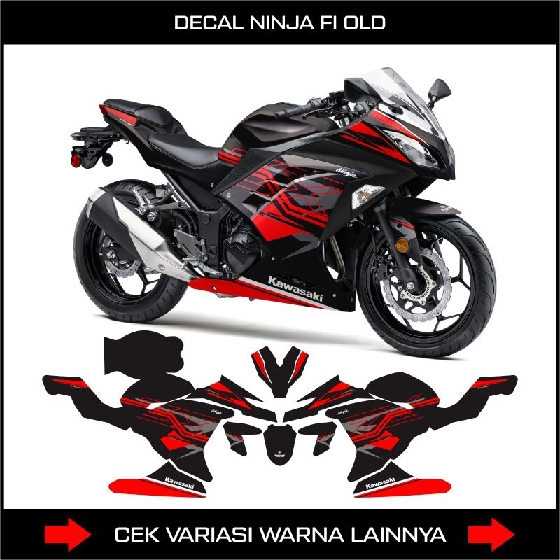 STRIPING NINJA FI 250 / DECAL FULLBODY STICKER KAWASAKI NINJA 250 FI LIVERY KRT BLACKRED RIQUES WARN