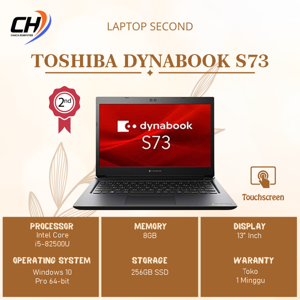Laptop Toshiba Dynabook S73 Touchscreen Second - RAM 8GB SSD 256GB