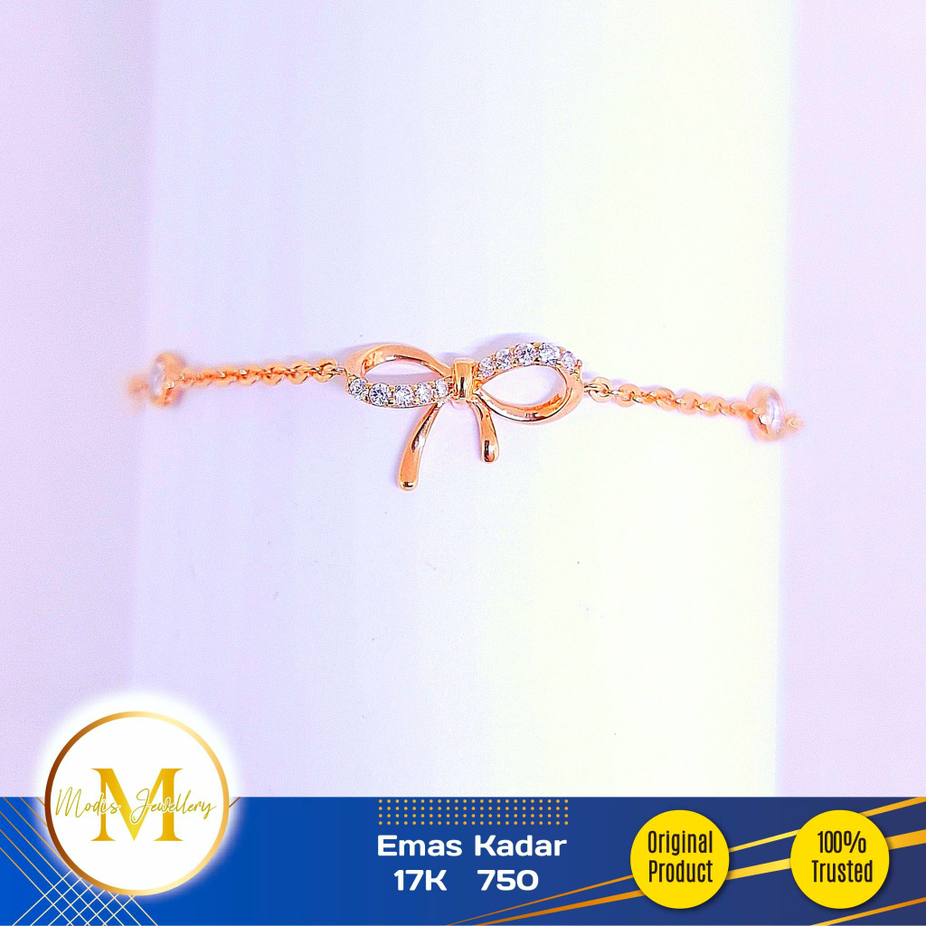 MODIS JEWELLERY - Gelang Pita 3D Rosegold - Emas 17k  750