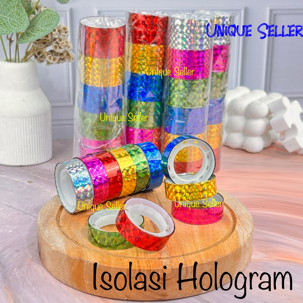 

1 Slop Isolasi Toples Kerajinan Karya Hiasan Souvenir Motif Hologram Aneka Warna Warni Motif isi 10
