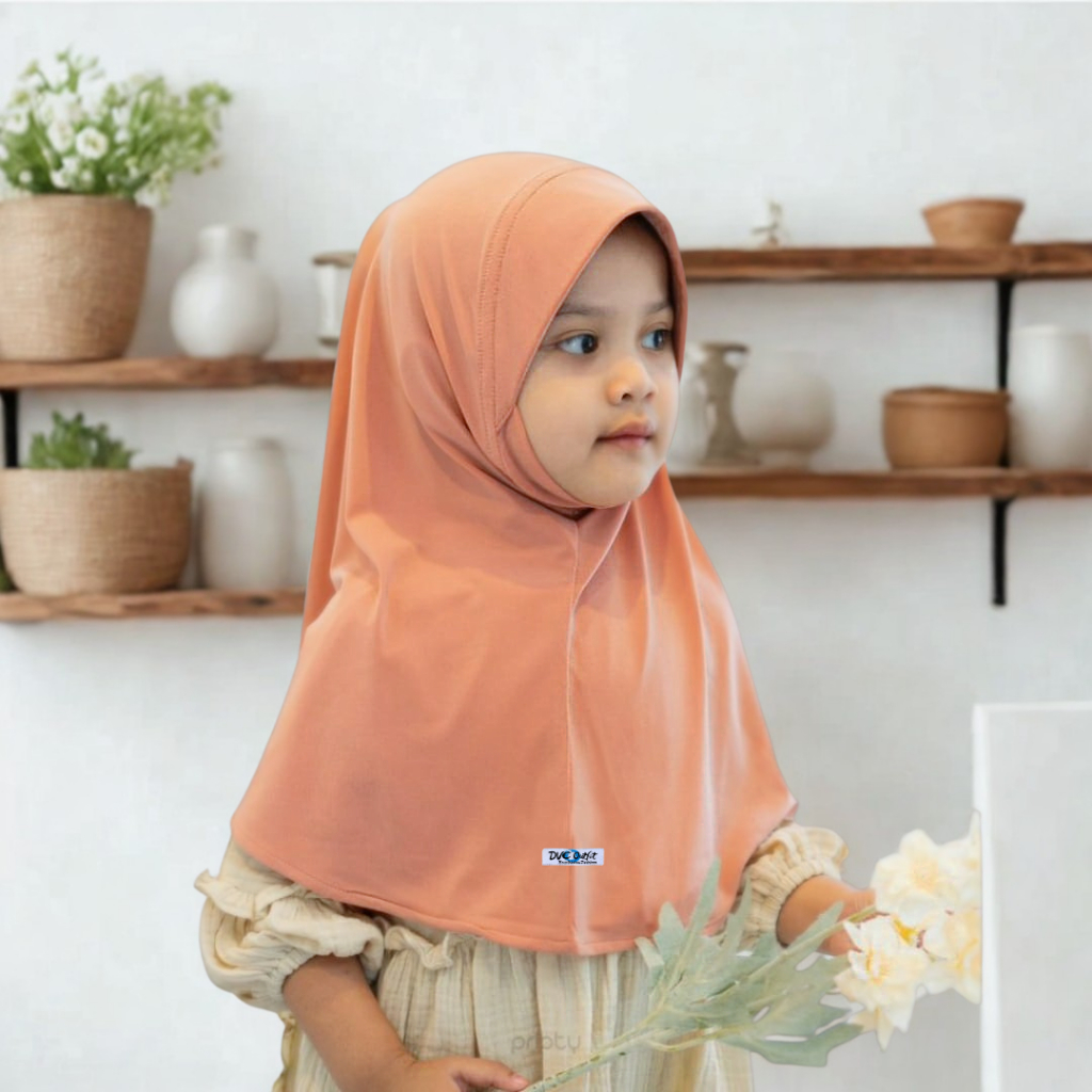 Official Jilbab Instan Bergo Dagu Anak Jersey Usia 1-5 Tahun / Kerudung Malaysia Anak Instan