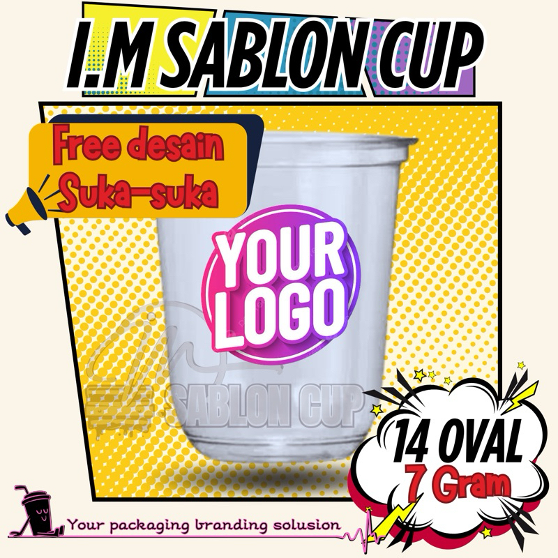 SABLON CUP 14 OVAL / SABLON GELAS CUP OVAL / SABLON CUP MURAH