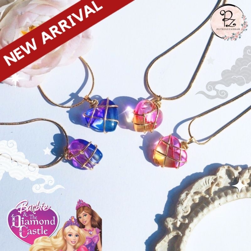 Kalung Gold Barbie Diamond Castle ( 18k gold coating stainless, kalung barbie , Kalung hati , kalung