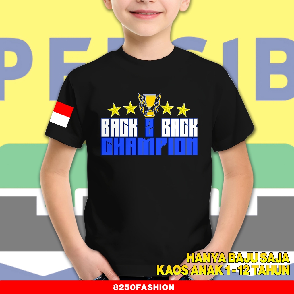 BAJU ANAK - KAOS PERSIB Back To Back Kemenangan Berturut Turut - TSHIRT DISTRO BOLA UNTUK ANAK COWOK