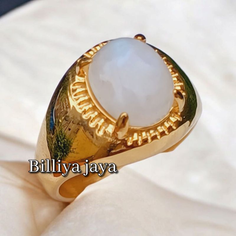 CINCIN BATU BIDURI BULAN AIR LAUT SERAT HALUS RING TITANIUM SUPER