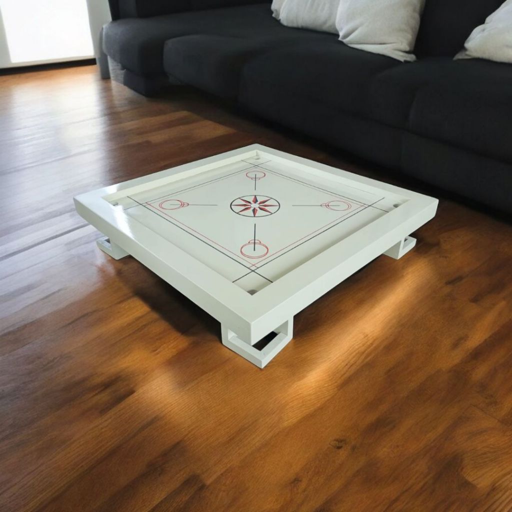 Custom Request Besar Lubang Papan Meja Karambol  Kayu Meranti Premium 1 Set Lengkap Warna Cream