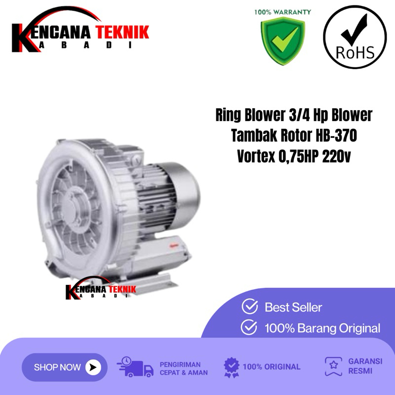 Ring Blower Rotor HB-370 Blower Tambak udang 220V 1 Phase