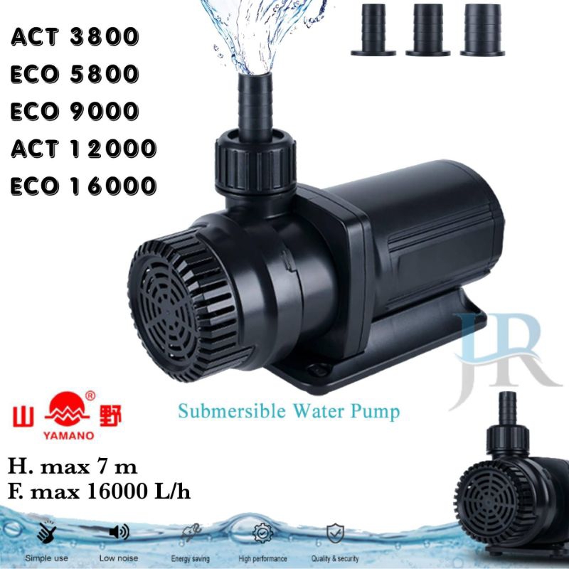 Pompa kolam air terjun naik 7 meter low watt Yamano ECO 16000 9000 5800 ACT 3800 12000