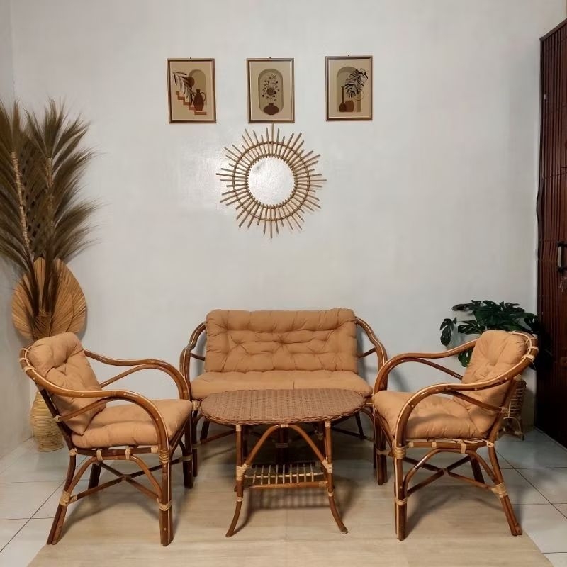 Set Kursi Sofa Minimalis Rangka rotan