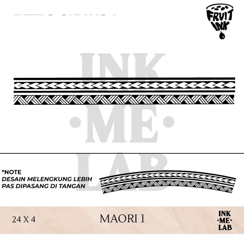 KODE S25X INKMELAB  MAORI 4 Fruit Ink Temporary Tattoo ARMBAND 3X9 cm  Tato Temporer Semi Permanen T