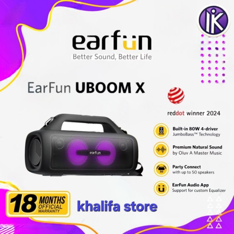 EarFun UBOOM X - Lightweight JumboBass Portable Bluetooth Speaker for Outdoor Listening