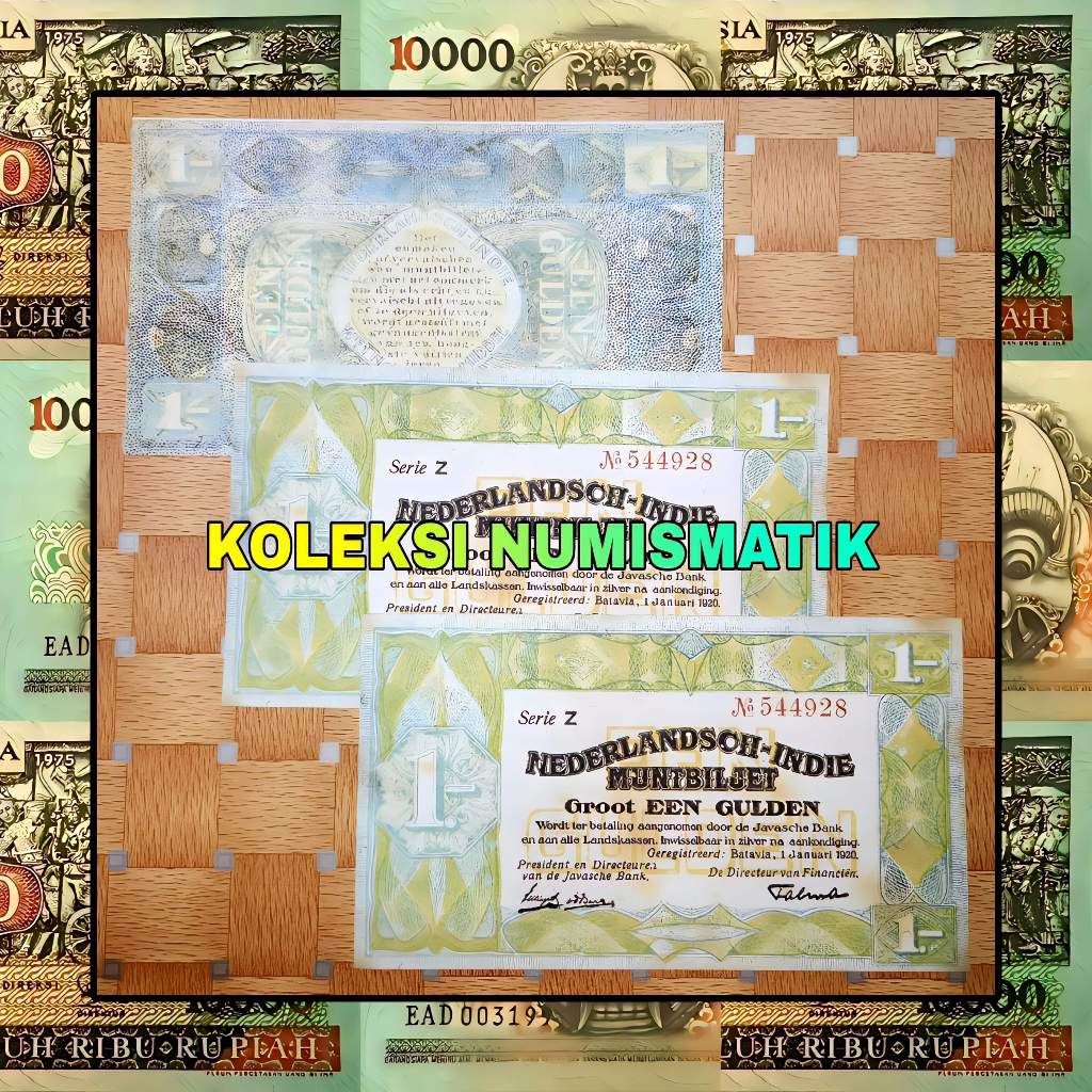 SOUVENIR REPRO UANG KERTAS KUNO HINDIA BELANDA 1 GULDEN MUNTBILJET 1920