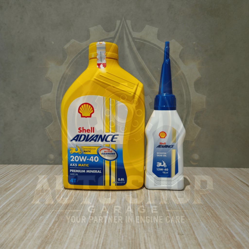 Paket Oli Shell Advance AX5 20w40 Matic 0.8 Liter & Shell Advance Gear 15w40