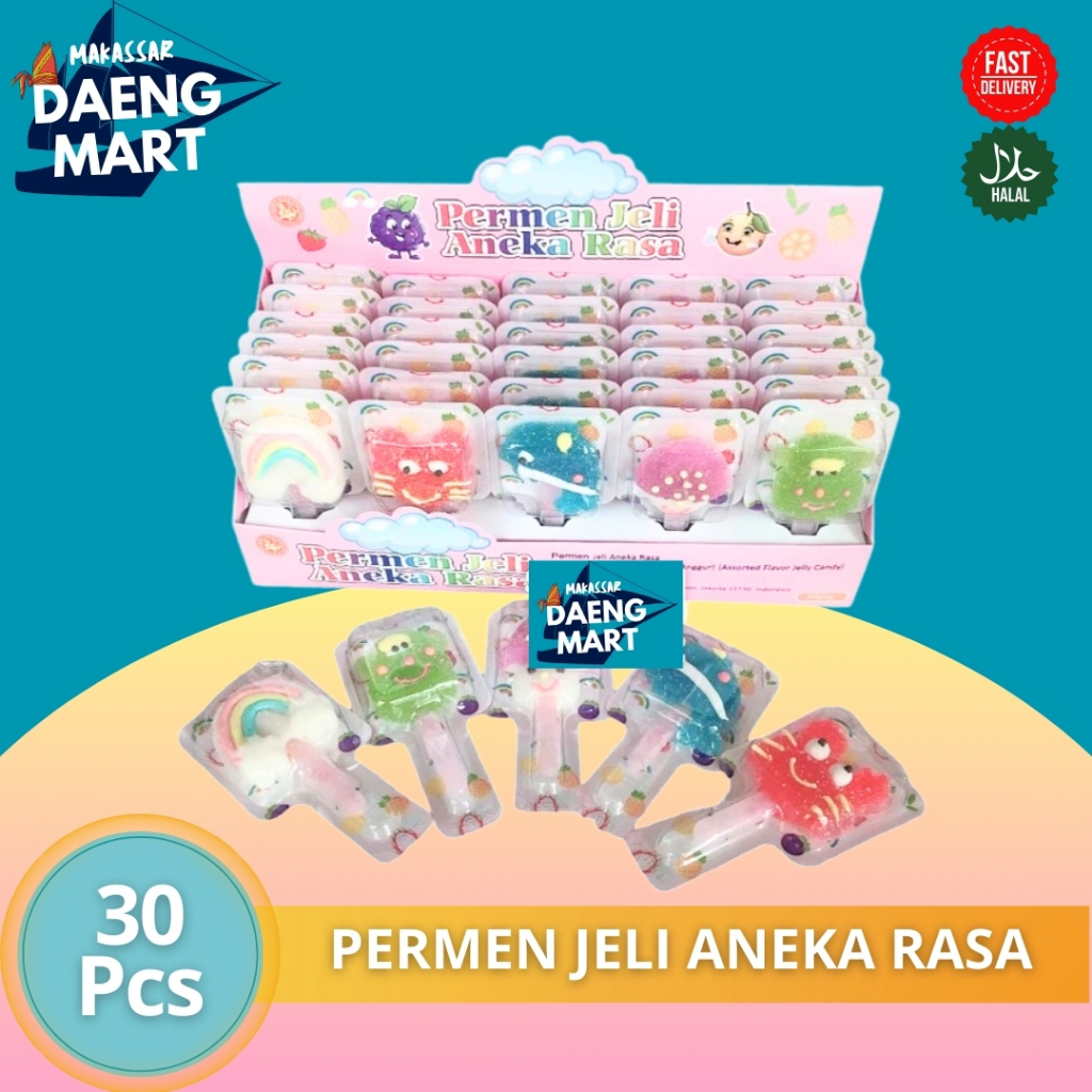 

PERMEN MAKASSAR JELLY KARAKTER ANEKA RASA LOLIPOP GUMMY JUMBO BOX ISI 30 X 18 GR ( MOTIF DIKIRIM RANDOM )