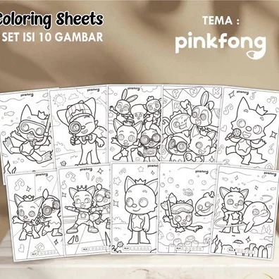 

KERTAS GAMBAR ANAK MEWARNAI KARAKTER PINKFONG UKURAN A4 - COLORING SHEETS 1 SET ISI 10 GAMBAR