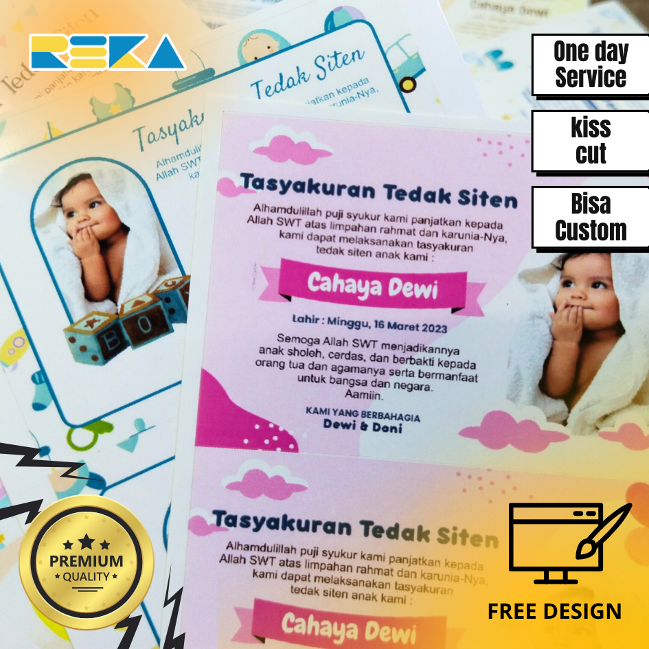 Kartu/Stiker Tasyakuran Tedak Siten, Turun Tanah, Tedhak Siten