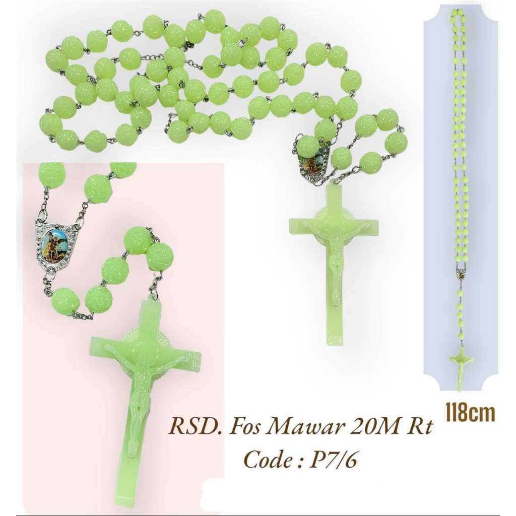 Rosario Dinding Fosfor Mawar Rantai - Katolik