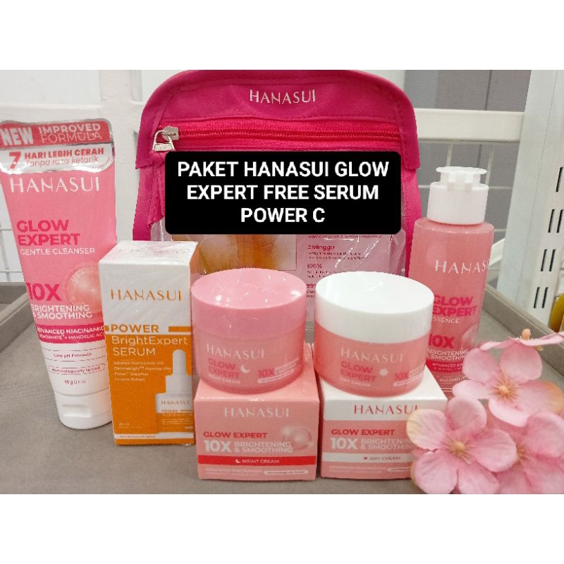 PROMO PAKET HANASUI GLOW EXPERT/ PAKET KULIT GLOWING HANASUI FREE SERUM POWER C