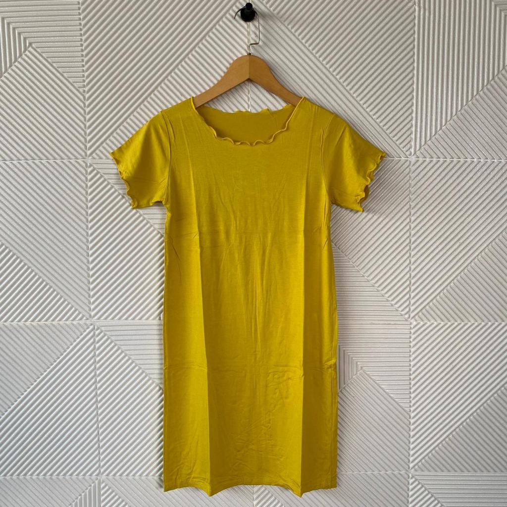 Dress polos kerah kriwil lengan pendek wanita/casual dress/dress wanita terbaru/dress kerah neci