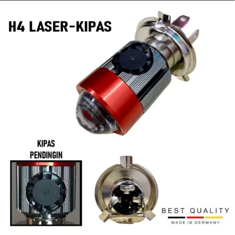 LAMPU DEPAN LED H4 LASER PLUS KIPAS MOTOR MOBIL UNIVERSAL SUPER TERANG