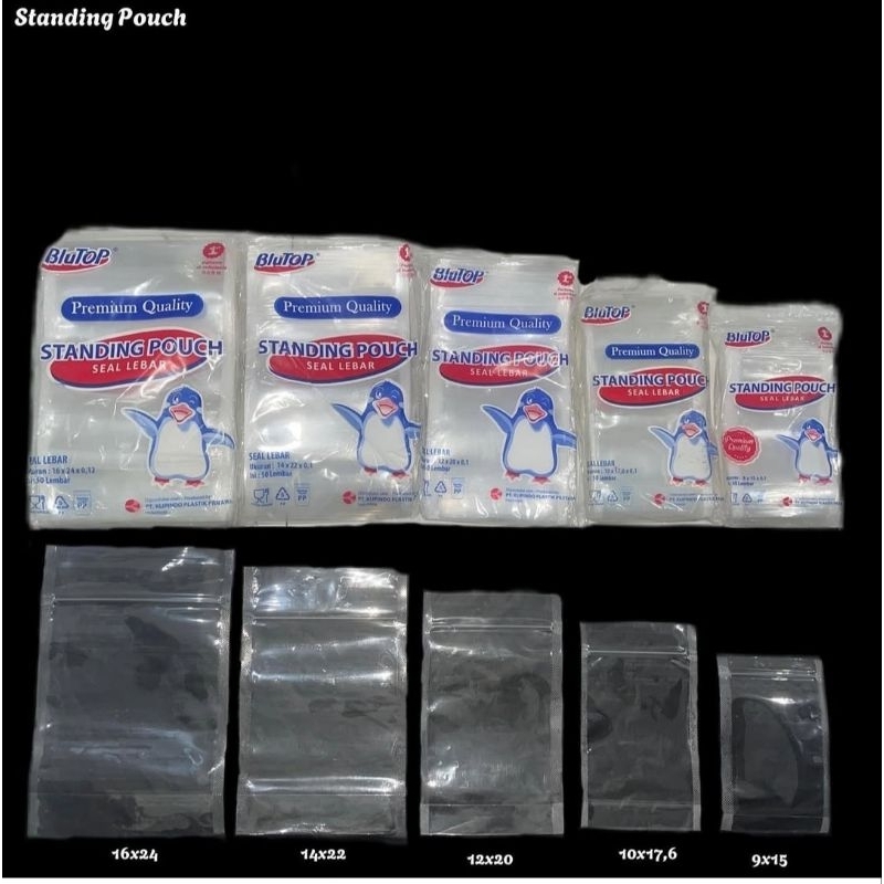 [ 50 LEMBAR ] Kantong Plastik Standing Pouch  BLUETOP 9 X 15 | Plastik STP ZlipLock Double Seal Plas