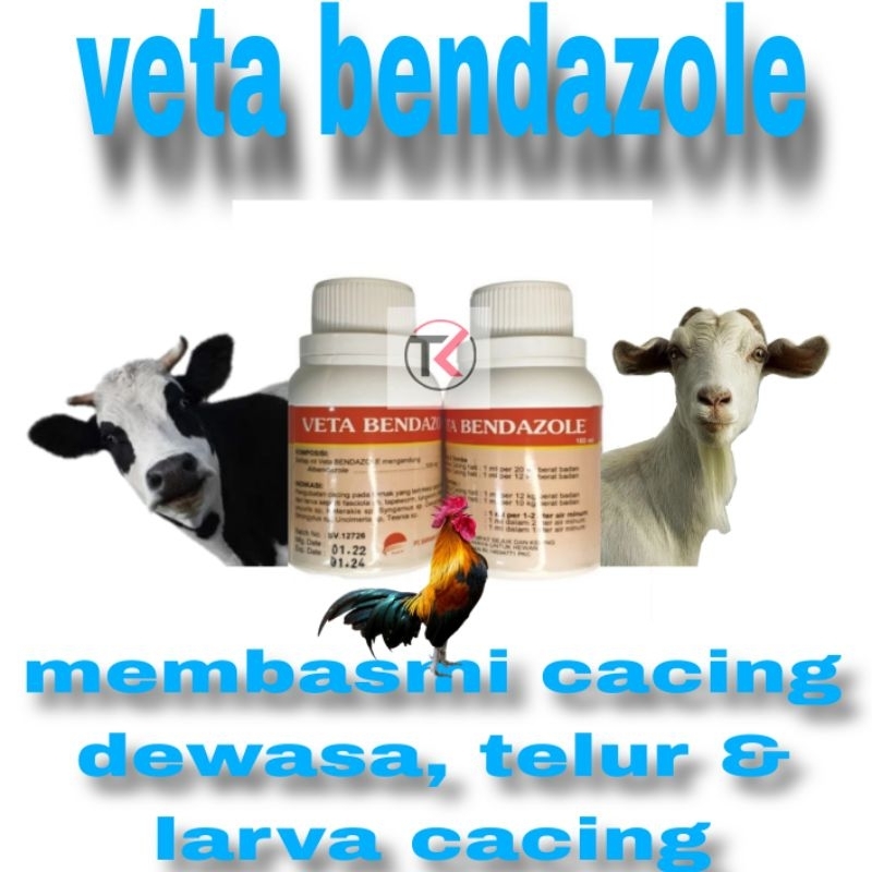 Obat cacing ternak - obat cacing kambing - obat cacing sapi - Veta bendazole 100ml