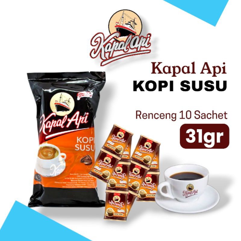 

Kopi Kapal Api KOPI SUSU 1 Renceng (Isi 10 Sachet) 31gr Kopi Special.